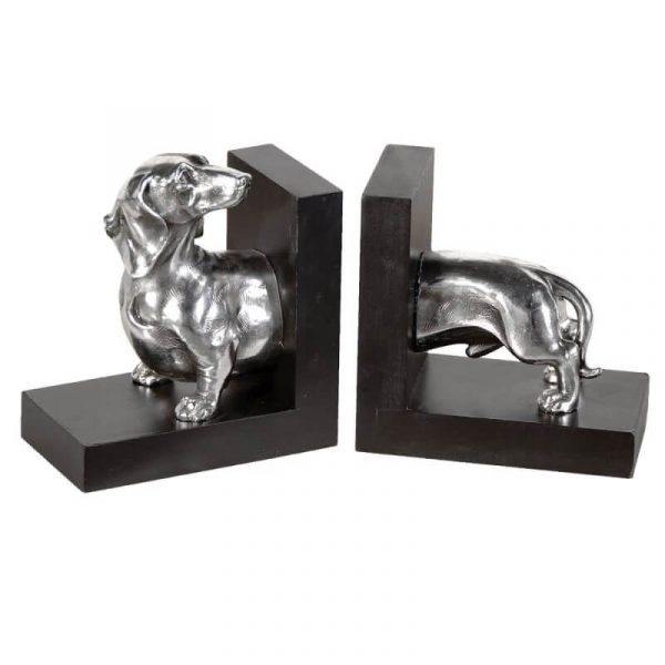 Dachshund Bookends - Silver & Black