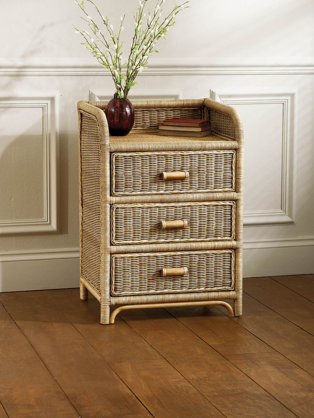 Showing image for Cane chest - 3 drawer