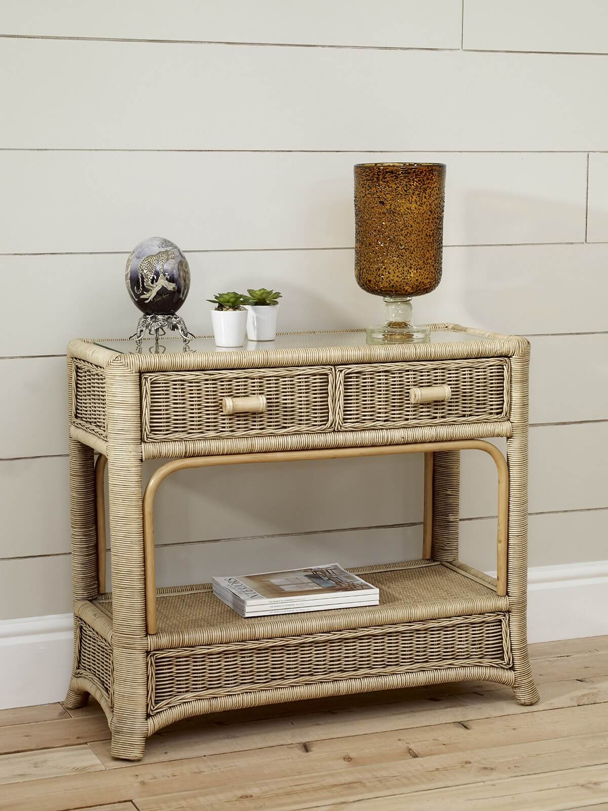 Showing image for Cane console table - glass top