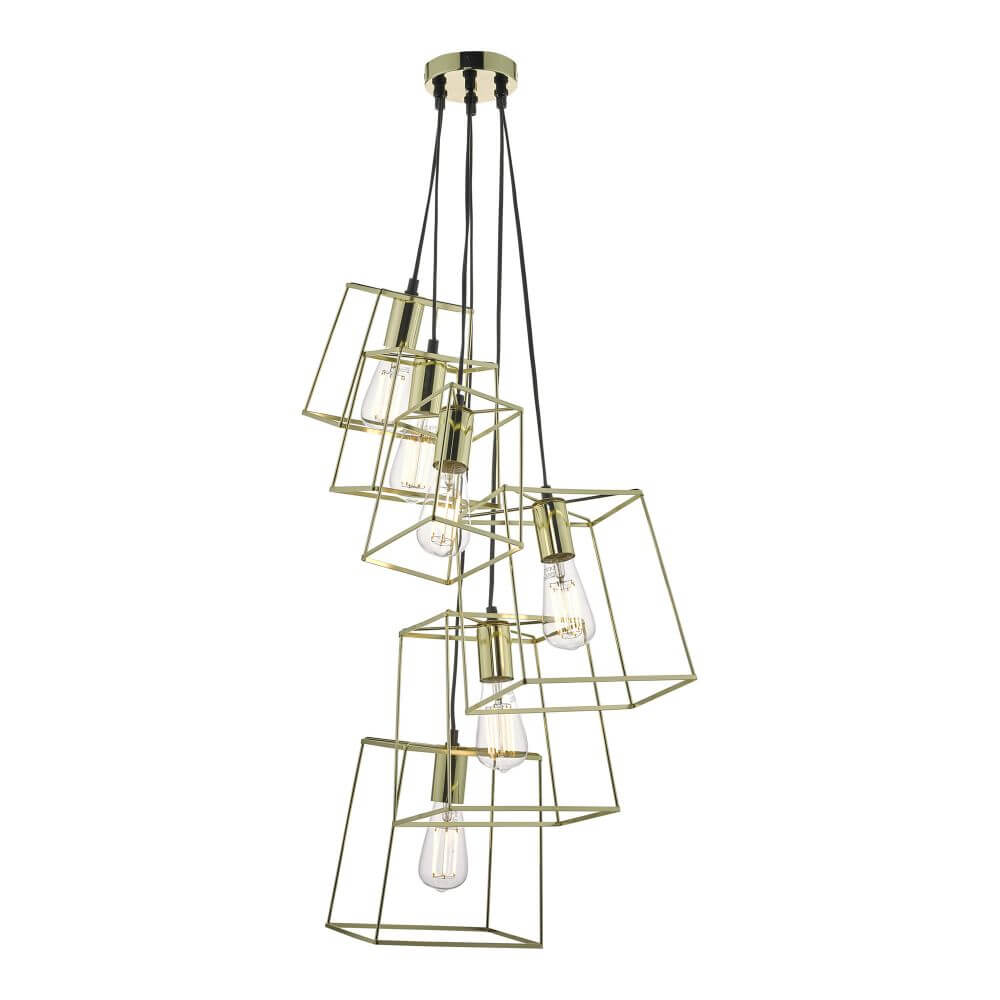 Showing image for Apartment 6-lamp cluster pendant - matt polished gold