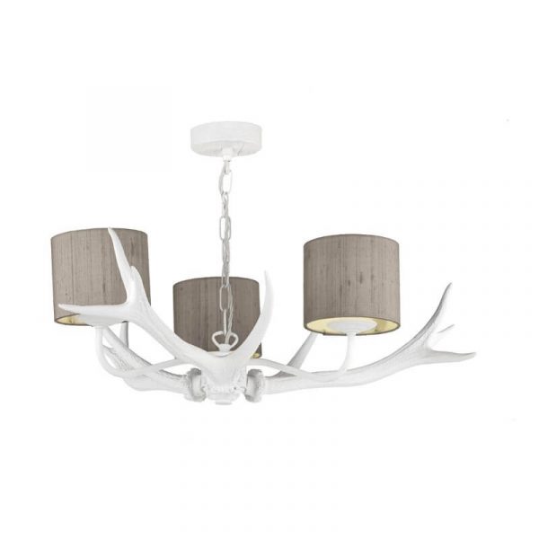 Banchory 3-Lamp Pendant with Shades - White