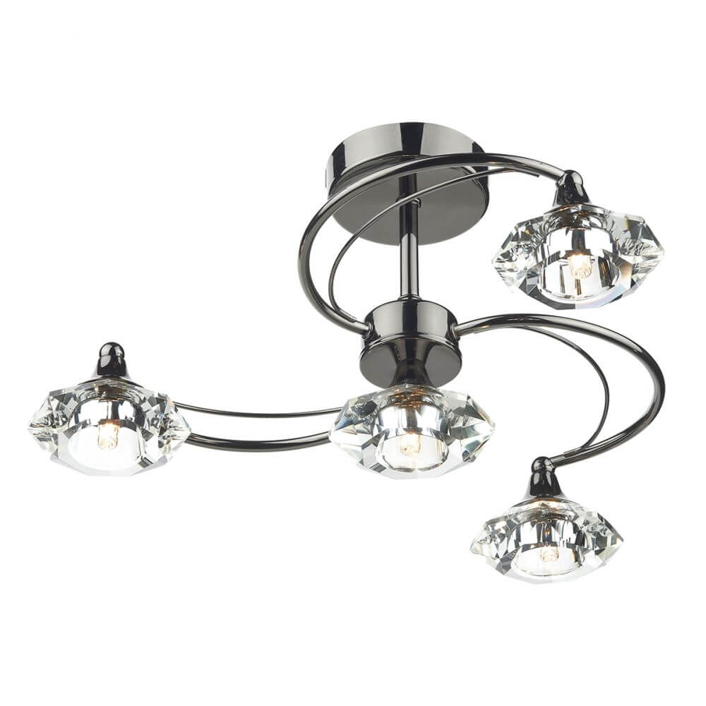 Showing image for Diamond 4-lamp ceiling light  - black chrome