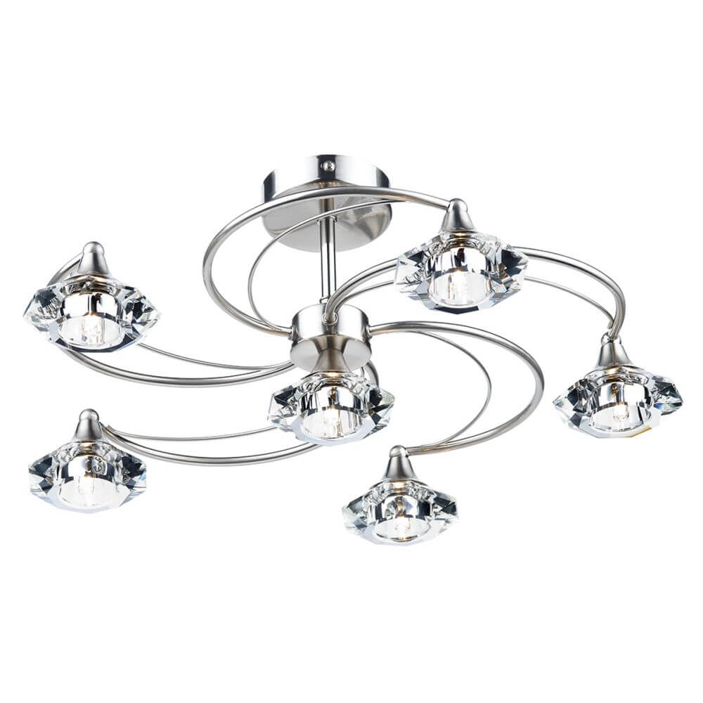 Showing image for Diamond 6-lamp ceiling light  - satin chrome