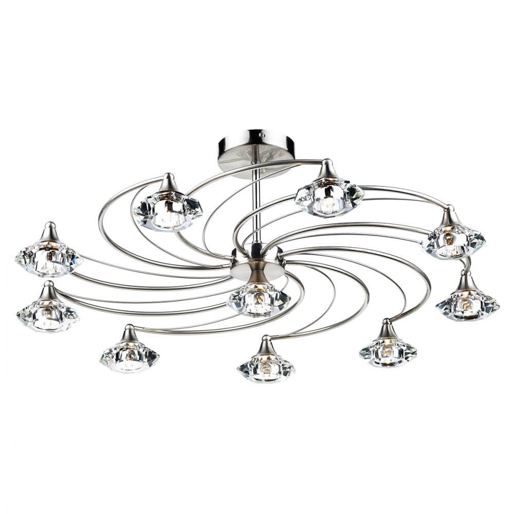 Showing image for Diamond 10-lamp ceiling light - satin chrome