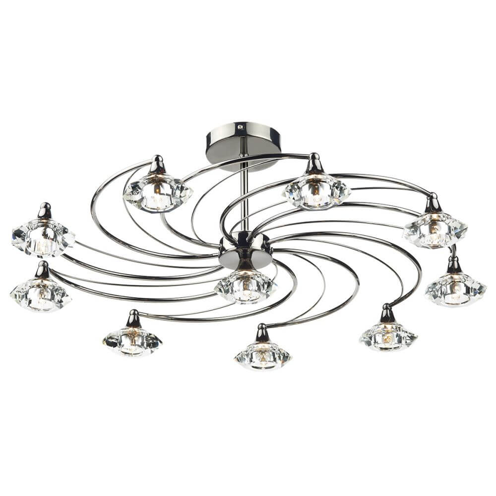 Showing image for Diamond 10-lamp ceiling light - black chrome
