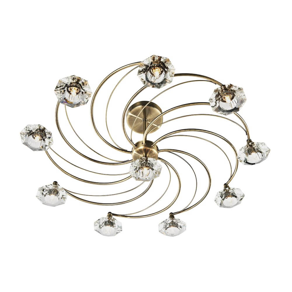 Showing image for Diamond 10-lamp ceiling light - antique brass