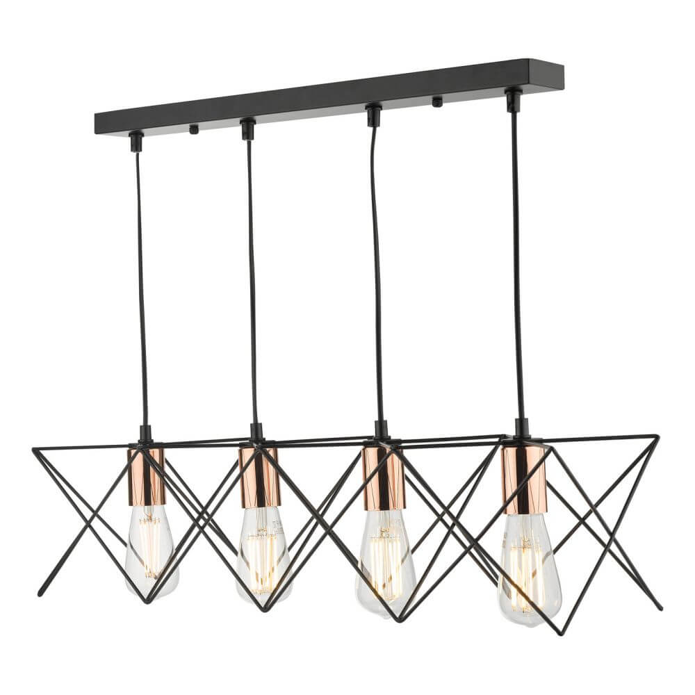 Showing image for Metric 4-lamp bar pendant - black and copper