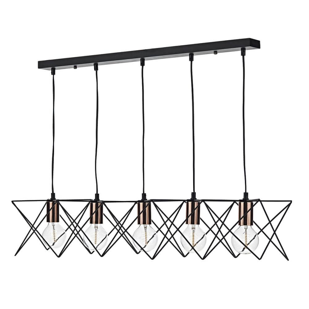 Showing image for Metric 5-lamp bar pendant - black and copper