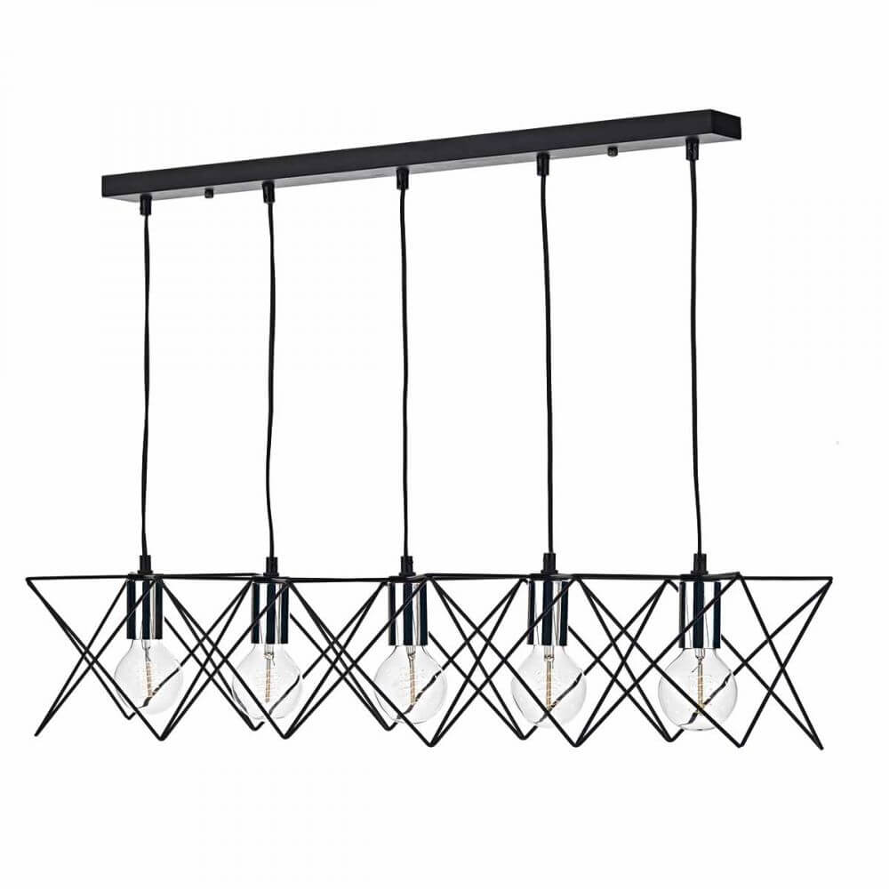 Showing image for Metric 5-lamp bar pendant - black and polished chrome