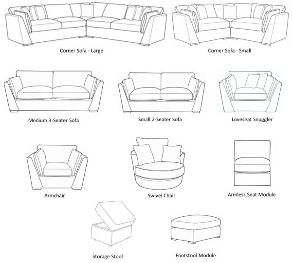 Lucan Sofa Collection - Line Drawings