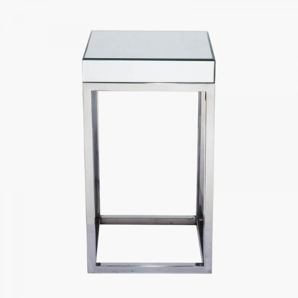 Suzette Silver Mirror Glass Side Table