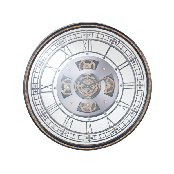 Mirrored Cogs Round Wall Clock